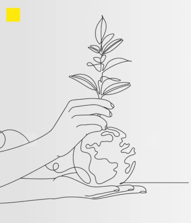 Dibujo en líneas del globo con una planta