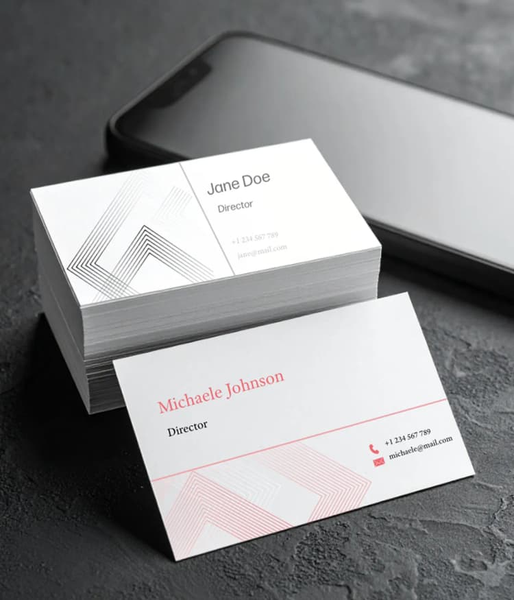 A stack of paper cards